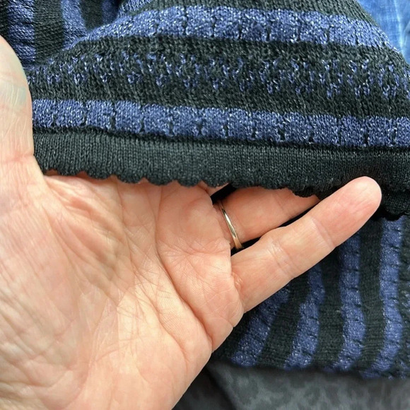 NWOT Zara short sleeve striped sweater dress crew neck metallic scallop  hem - Picture 5 of 6